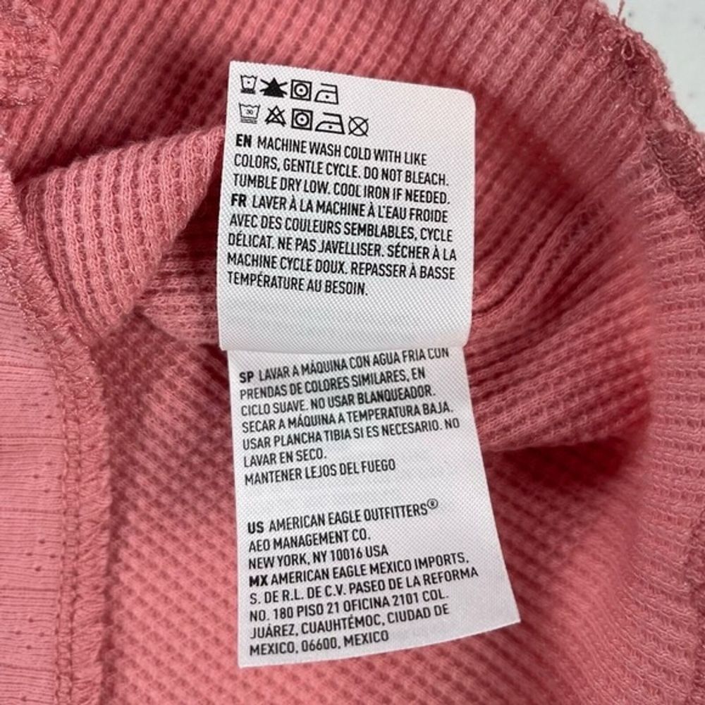 American Eagle Pink Exposed Seam Waffle Cropped Knit Tank Top XS | Y2K Indie - Picture 5 of 8